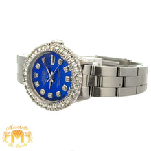 Load image into Gallery viewer, 26mm Ladies` Rolex Watch with Stainless Steel Oyster Bracelet (Blue mother of pearl diamond dial, diamond bezel)