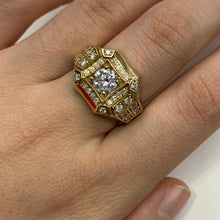 Load image into Gallery viewer, 14k Yellow Gold and Diamond Men`s Ring with Round Diamonds