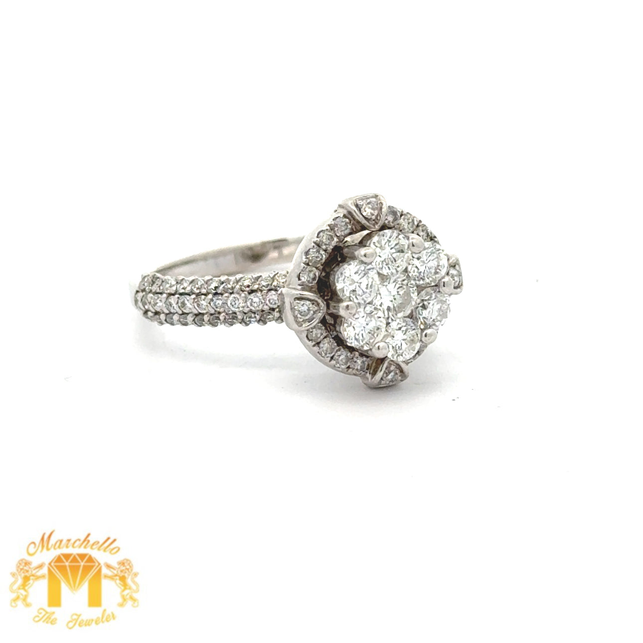 14k white gold and diamond Ladies` Ring with Round Diamonds