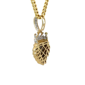 Yellow Gold and Diamond King Lion Pendant and Yellow Gold Chain