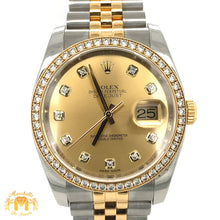 Load image into Gallery viewer, Full factory 36 mm Diamond Rolex watch with Two-tone Jubilee Band