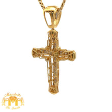 Load image into Gallery viewer, 14k Yellow Gold and Diamond Cross Pendant and Yellow Gold Cuban Chain