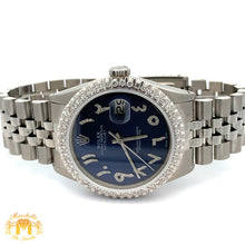 Load image into Gallery viewer, 36mm Rolex Diamond Watch with Stainless Steel Jubilee Bracelet (Royal blue dial with diamonds)