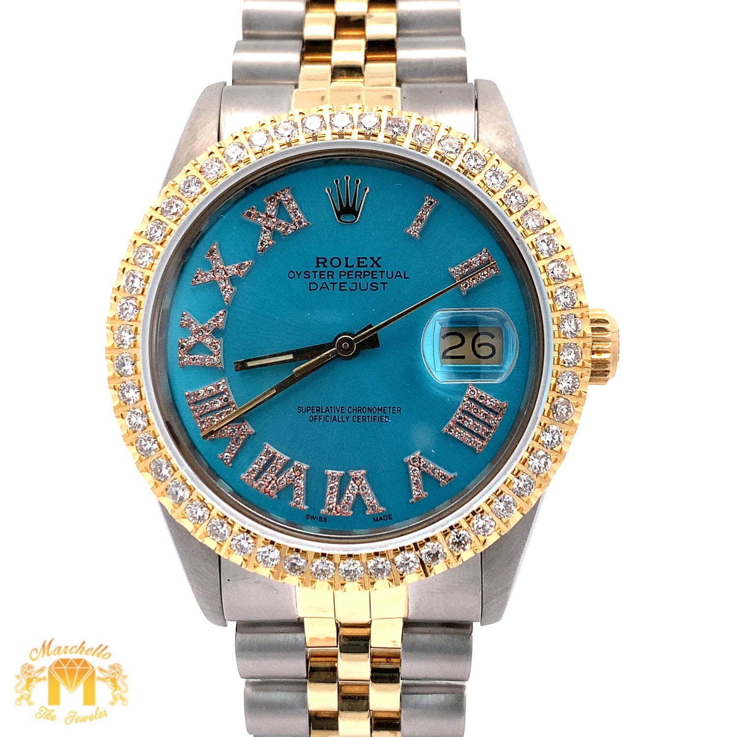 36mm Rolex Diamond Watch with Two-tone Jubilee Bracelet