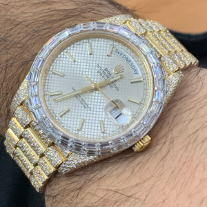 40mm Iced out 18k yellow gold  Rolex Presidential Day-Date Watch