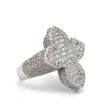 Load image into Gallery viewer, Gold and Diamond Cross Ring with Round and Baguette Diamonds (choose your color)