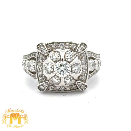 14k White Gold and Diamond Ladies` Ring with Round Diamond