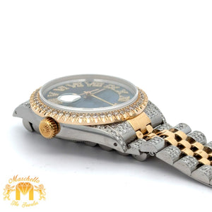 36mm Rolex Diamond Watch with Two-Tone Jubilee Bracelet (Diamond Mother of Pearl Roman dial, diamond bezel)