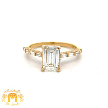 Load image into Gallery viewer, 18k Yellow Gold and Diamond Engagement Ring with Emerald cut Diamonds