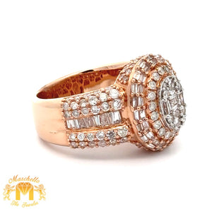 3.55ct Diamonds 14k Rose Gold Men`s Ring with Baguette and Round Diamonds