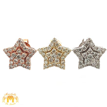 Load image into Gallery viewer, Gold and Diamond Star Earrings with Round Diamonds (choose your color)