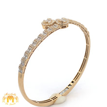 Load image into Gallery viewer, Yellow Gold and Diamond Twin Round Bangle Bracelet with Round and Baguette diamonds