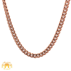 VVS/vs high clarity diamonds set in a 18k rose gold Key Pendant with Large Round and Cushion diamonds and 14k rose gold Cuban Link Chain Set