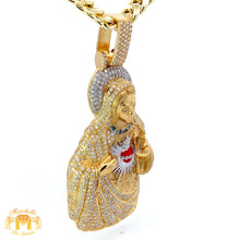 Load image into Gallery viewer, 3 piece deal: 4.10ct Diamond 14k Yellow Gold Mary Pendant + 14k Yellow Gold Cuban Link Chain Set+ Gift from Marchello the Jeweler