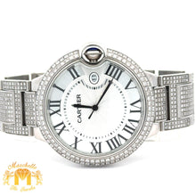 Load image into Gallery viewer, 4 piece deal: 40mm Cartier Ballon Bleu De Diamond Watch + White Gold and Diamond Twin Square Bracelet + Complimentary Earrings + Gift from MTJ