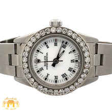 Load image into Gallery viewer, 24mm Ladies` Rolex Watch with Stainless Steel Oyster Bracelet (diamond bezel, white dial)