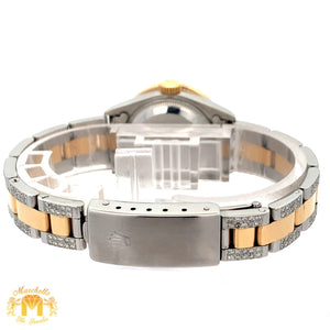 26mm Ladies`Rolex Watch with Two-Tone Oyster Diamond Bracelet (diamond bezel, royal blue dial)