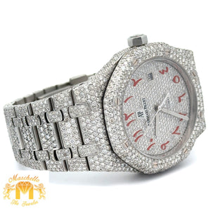 4 piece deal: 41mm Iced out Audemars Piguet AP Watch + White Gold and Diamond Twin Square Bracelet + White Gold and Diamond Flower Earrings + Gift from Marchello the Jeweler