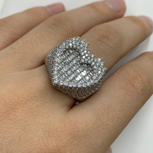 Load image into Gallery viewer, 3ct Diamonds and White Gold Large Heart on Fire Ring with Baguette and Round Diamonds