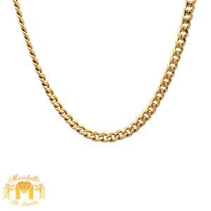 14k Yellow Gold and Diamond Om Pendant and 14k Yellow Gold Cuban Link Chain Set