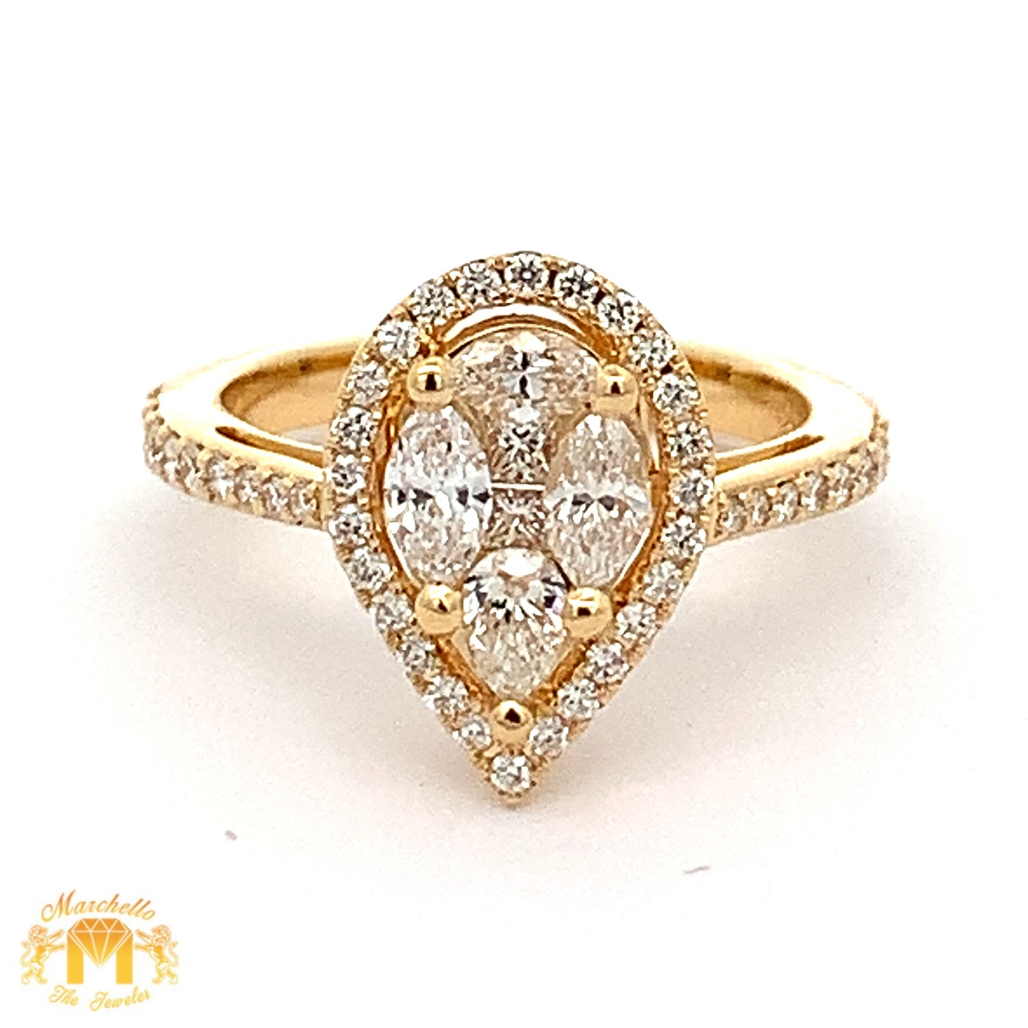 VVS/vs high clarity diamonds set in a 18k Gold Pear Shaped Diamond Ring (choose your color)