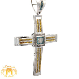 5.80ct diamonds 14k white gold Cross Pendant