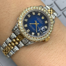 Load image into Gallery viewer, 26mm Ladies`Rolex Watch with Two-Tone Jubilee Diamond Bracelet (factory diamond dial, custom diamond bezel)