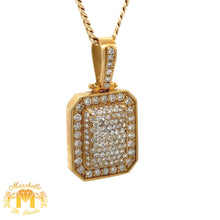 Load image into Gallery viewer, 3ct diamonds Yellow Gold Pendant and Yellow Gold Cuban Link Chain