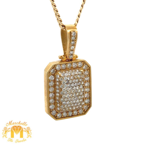 3ct diamonds Yellow Gold Pendant and Yellow Gold Cuban Link Chain