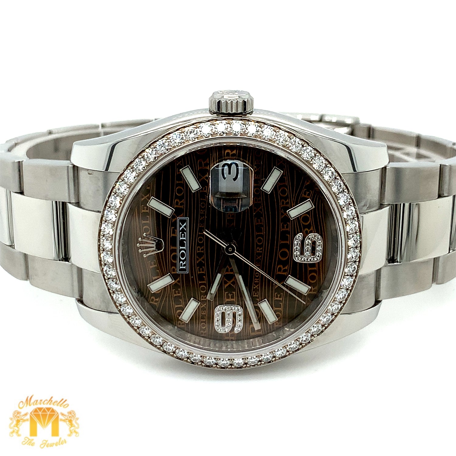 Full factory 36mm Diamond Rolex Watch with Stainless Steel Oyster Band