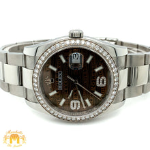 Load image into Gallery viewer, Full factory 36mm Diamond Rolex Watch with Stainless Steel Oyster Band