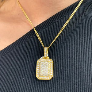 3ct diamonds Yellow Gold Pendant and Yellow Gold Cuban Link Chain