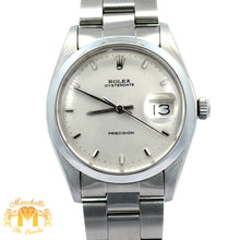 Load image into Gallery viewer, 34mm Rolex Watch with Stainless Steel Oyster Bracelet (silver dial, smooth bezel)