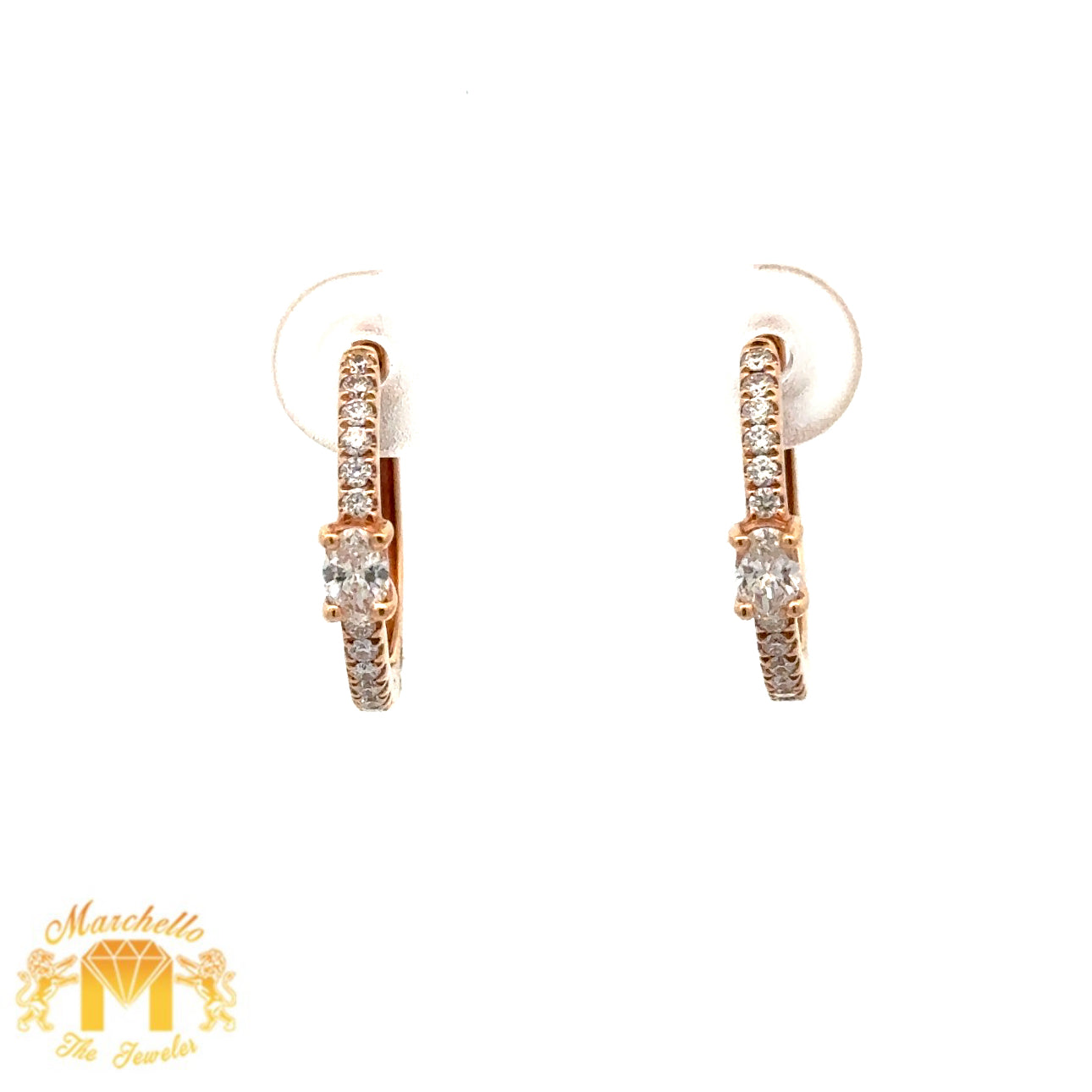 18k rose gold and diamond Hoop Earrings