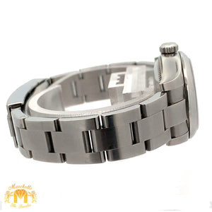 26mm Ladies`Rolex Watch with Stainless Steel Oyster Bracelet(silver dial with blue hour markers)