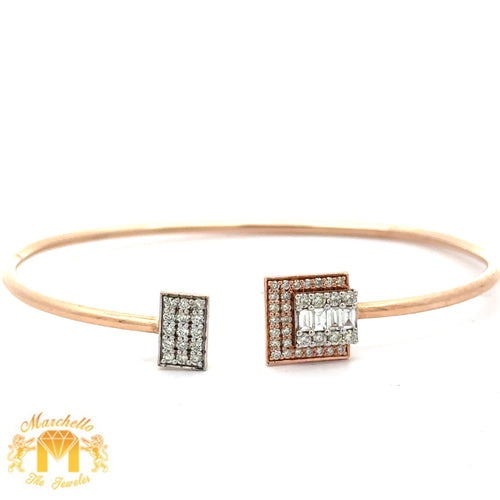 14k Gold and Diamond Bangle with Round Diamonds (choose your color)