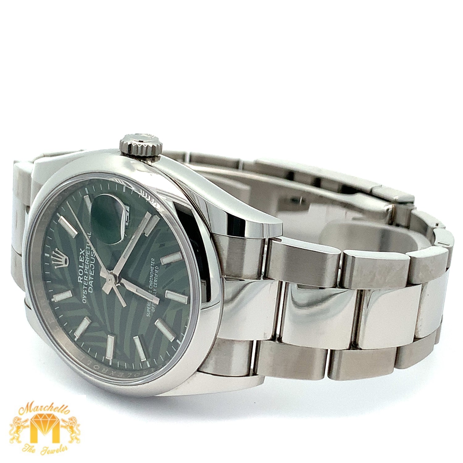 36mm Rolex Watch with Stainless Steel Oyster Bracelet (palm dial, Rolex papers)