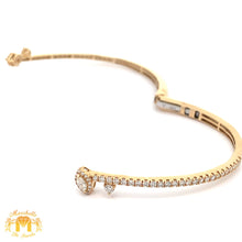 Load image into Gallery viewer, 14k Gold and Diamond Floral Bangle Bracelet with Pear and Round Diamonds (choose your color)