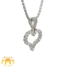 Load image into Gallery viewer, 14k white gold and diamond Heart Pendant and 14k white gold Ice Link chain