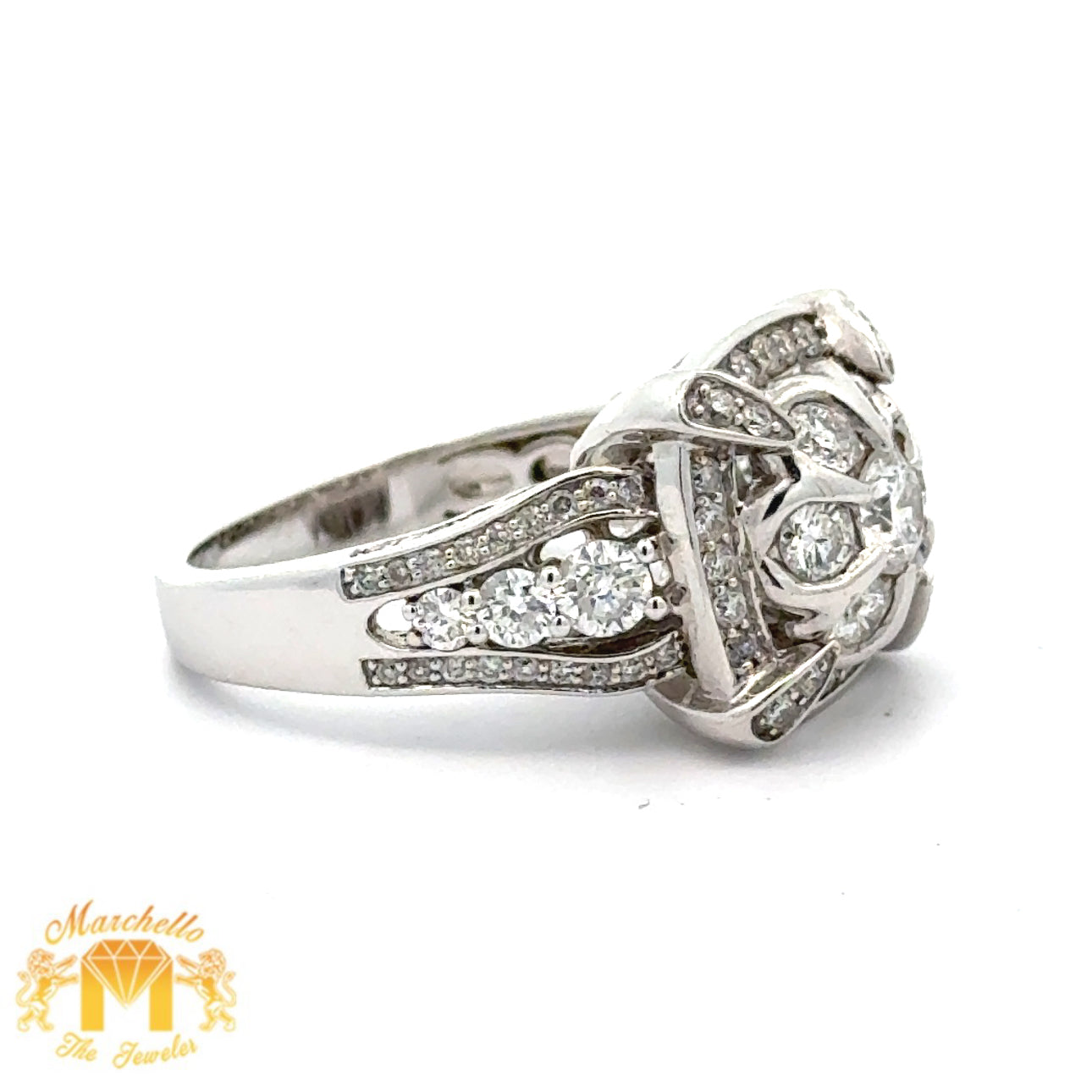 14k White Gold and Diamond Ladies` Ring with Round Diamond