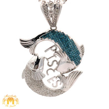Load image into Gallery viewer, 5ct Diamonds 14k White Gold Pisces Pendant with Princess Cut and Round Diamonds