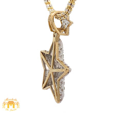 Gold & Diamond Star Pendant and 2mm Ice Link Chain Set with Round Diamonds
