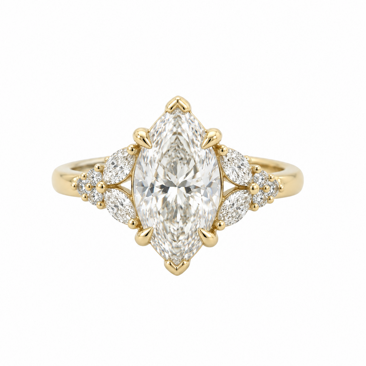 14kt Yellow Gold & Marquise Lab Created Diamond Engagement Ring