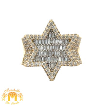 Load image into Gallery viewer, Yellow Gold and Diamond Star of David Ring with Baguette and Round Diamonds