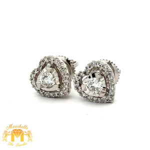 3.47ct diamonds and White Gold Heart Necklace and 14k gold and diamond Heart Earrings (MOTHER`S DAY SPECIAL)