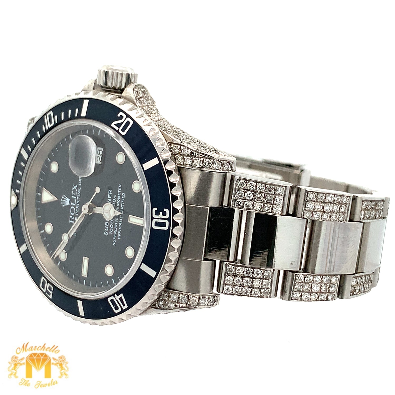 40mm Rolex Submariner Watch with Stainless Steel Oyster Diamond Bracelet