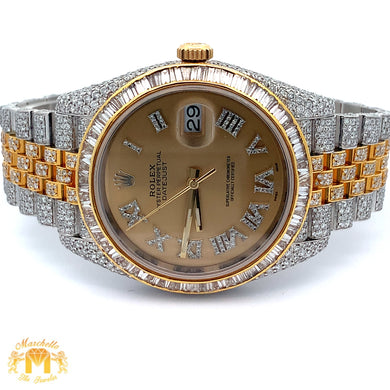 Iced out 41mm Rolex Diamond Watch with Two-Tone Jubilee Bracelet
