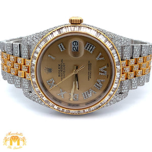 Iced out 41mm Rolex Diamond Watch with Two-Tone Jubilee Bracelet