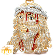 Load image into Gallery viewer, 27.80ct diamonds 14k Gold Extra Large Jesus Head Pendant with Round Diamonds