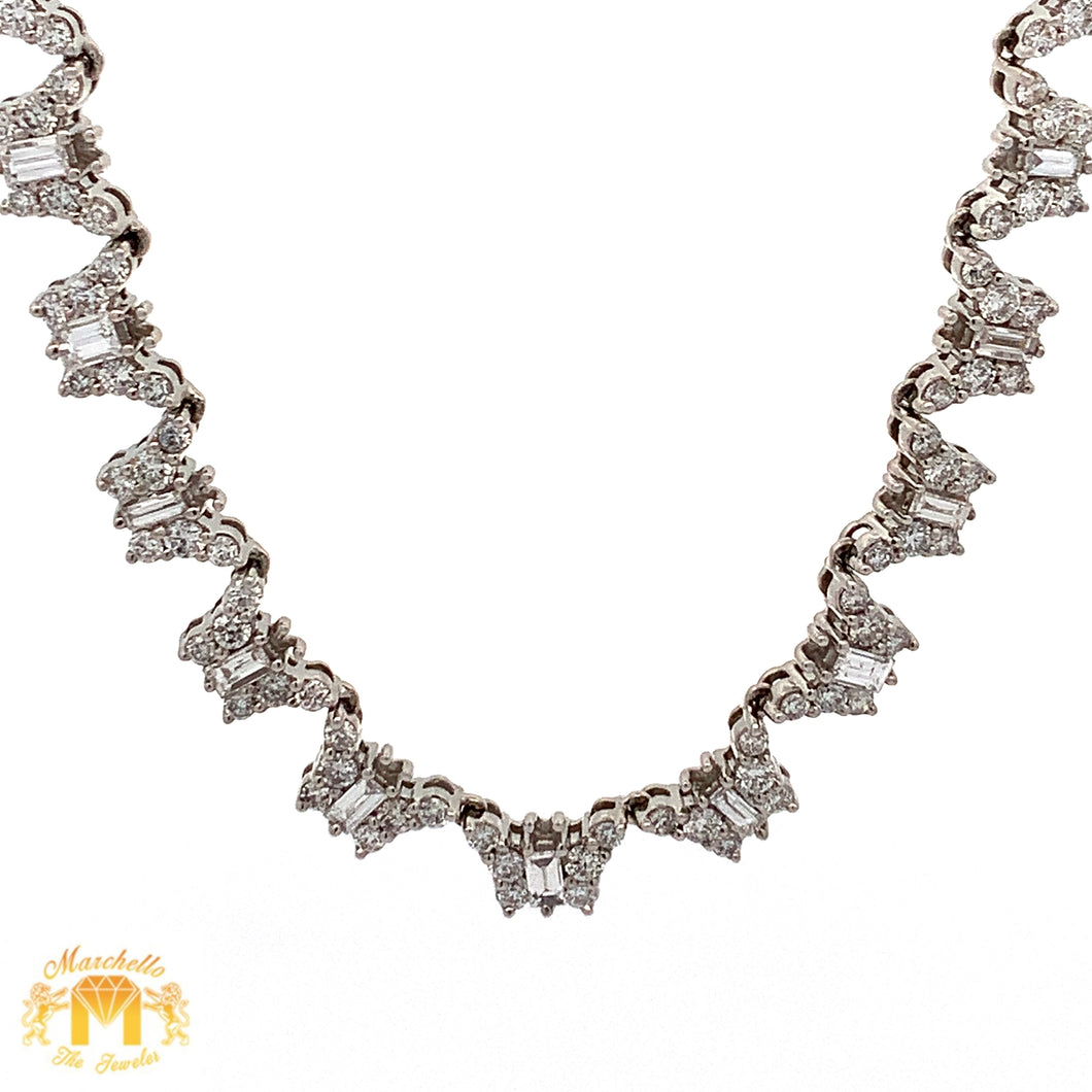 9.11ct diamonds 14k White Gold Fancy Butterfly Chain with Round and Large Baguette diamonds (LIMITED EDITION)